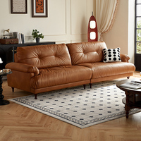 Canapé en cuir de style Chesterfield moderne pour salon carré, couleur orange BS536-A