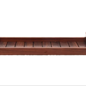 Plateau moderne en bois de noyer pouf avec poignées plateau de service pour la décoration de salon idée cadeau pour la maison - Product Image 1