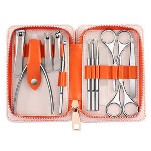 Juego Profesional de Manicura y Pedicura de 12 Piezas en Estuche de Cuero de Lujo, Kit de Herramientas de Acero Inoxidable para el Cuidado Personal de las Uñas - Product Image 1