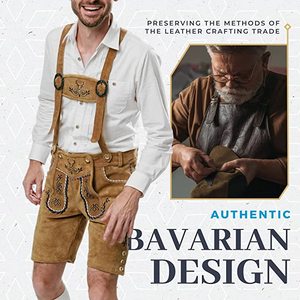 Golden Weather Unisex Traditional Bavarian Lederhosen Embroidery Mid Waist Suspenders Short Pants Casual Spring Wear - Product Image 5