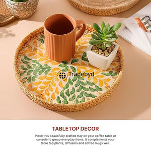 Bandeja de Servicio Móvil de Ratán Moderno Ecológico de Primera Calidad, Hecha a Mano, Elegante, para el Hogar, Tradebyd - Product Image 4