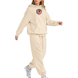 Conjunto de Jogger de lana con patrón sólido personalizado de moda de Otoño Invierno para mujer, sudadera de 2 piezas, chándales, chándal para sudoración de mujer - Product Image 5