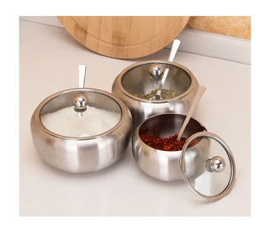 Cuenco de acero inoxidable para azúcar y sal, juego de 7 piezas, cuenco de azúcar, sal, pimienta, ingredientes para condimentos, precio al por mayor - Product Image 2