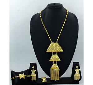 Ecklace-Conjunto de joyería de Latón chapado en oro puro, collar de alta calidad con diseño de los UAE Dubai - Product Image 1