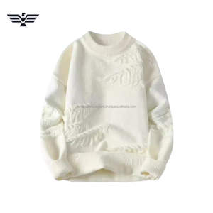 Lo último en suéter de punto desgastado de algodón 100% Premium para hombre, ropa de calle informal frontal antiarrugas, antiarrugas, antibolitas, de gran tamaño - Product Image 2