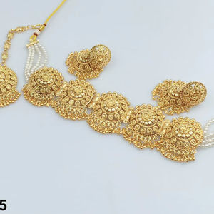 JOYERÍA DE COBRE TRADICIONAL Y DE MODA INDIA CONJUNTO DE JOYERÍA DE BODA NOVIA PARA MUJER CONJUNTO DE PENDIENTES Y COLLAR - Product Image 1