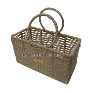 Vente en gros de corbeille de table rectangulaire en corde de jute de haute qualité avec poignée pour les cadeaux et le stockage de fruits et légumes - Product Image 2