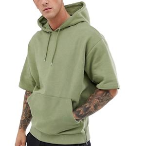 Sudadera con capucha personalizada con cremallera y manga corta, de color liso, para pedidos al por mayor, con estampado y bordado, de algodón y felpa, fabricante de ropa urbana - Product Image 1