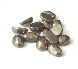 Piedra preciosa suelta de pirita natural 3x5mm-20x30mm Corte de Rosa ovalada Parte posterior plana Color dorado para la fabricación de joyas Precio al por mayor - Product Image 6