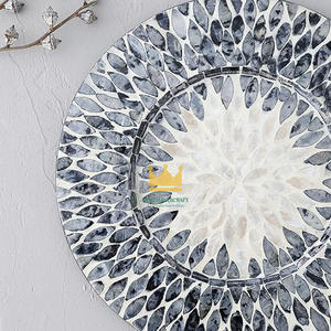 Customize Mother of Pearl Elegant Pearl Inlay Charger Plate Custom Size Dessert Serving Tray for Home Decor <b>Cheap</b> Price - Product Image 5