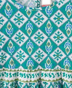 Girls Geometric Print Bohemian Dress Long Sleeve Beach <b>Mini</b> Cotton Chiffon O-Neck Regular Sleeve Eco-Friendly Breathable Summer - Product Image 3