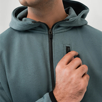 Ensemble de survêtement pour homme personnalisé en polaire d'hiver avec capuche et fermeture éclair, deux pièces, avec coupe-vent en polyester et pantalon long