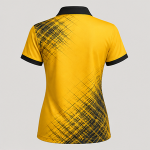 Polo Personalizado para Mujer con Diseño Abstracto en Amarillo y Negro, de Secado Rápido, Transpirable, Manga Corta, Uniforme para Golf, Tenis o Equipo, WPS-0872 - Product Image 2