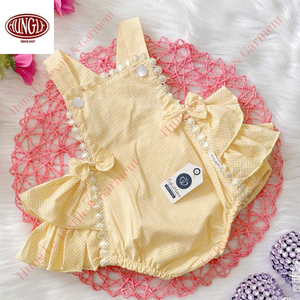 Ropa de bebé de algodón con Mangas onduladas de verano al por mayor, Pelele de lino para bebé - Product Image 3