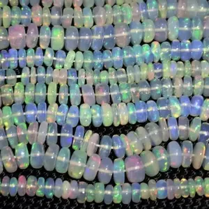 3毫米4毫米5毫米天然埃塞俄比亚Welo蛋白石光滑Rondelle宝石珠，批发价来自印度制造商供应商