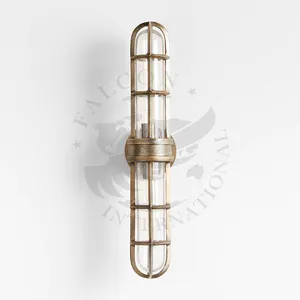 Fábrica direta atacado latão cobre arandela parede lâmpada longa forma luxo cristal parede montada luz