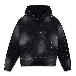 Custom Regular Fit Waterproof Winter Hoodie Men Rhinestone Pullover <b>Fleece</b> Black Men's Hoodies & <b>Sweatshirts</b> - Product Image 1
