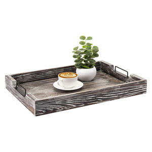 Luxury <b>Pine</b> Wood Serving Tray with Metal Handles for Bar Restaurant Hotel Use Sustainable Wooden Trays Direct Factory Price - Product Image 2