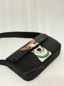 Beaded Dog Motif Shoulder Bag Indian Fully Handcrafted Premium Seed Bead Embroidery Elegant Women Evening <b>Handbag</b> Artisan Purse - Product Image 3