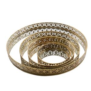 Bandeja Redonda de Lujo en Oro Rosa con Espejo, Organizador Decorativo de Metal para Cosméticos y Joyas, Bandejas de Cristal para Servir en el Hogar o Bodas - Product Image 2