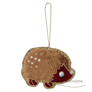 Ornamento di natale con perline riccio | Ornamento Eco Friendly decorazione animale fatta a mano nel bosco - Product Image 2