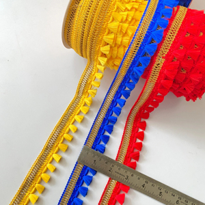 100% hilo metálico elegante encaje indio borde lingotes flecos cuentas 1 pieza MOQ al por mayor - Product Image 1