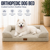 Lit pour chien et chat en chenille écologique de luxe avec base en mousse alvéolée de soutien, housse amovible et lavable pour chiens de petite/moyenne taille