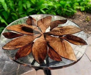 Round Clear Design <b>Epoxy</b> <b>Resin</b> Coffee <b>Table</b> Top <b>for</b> Living Room & Home Decor Handmade Furniture - Product Image 1