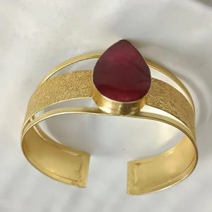 Brazalete de moda hecho a mano, diseño abierto Ajustable con piedras preciosas naturales en bruto, venta al por mayor, producto a granel, brazalete de piedra - Product Image 2