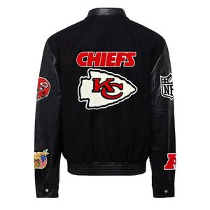 KANSAS CITY CHIEFS CHAQUETA VARSITY DE LANA Y CUERO Negro & Negro - Product Image 2