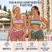 Soutien-gorge de yoga personnalisé à double bretelle, doux au toucher, anti-boulochage, rayé, 76 % nylon, 24 % élasthanne, finition ourlet, pour femme