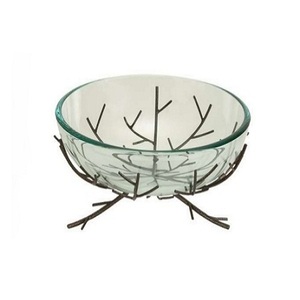 Cuenco para servir de postre de chocolate de forma redonda hecho a mano, cuenco decorativo de calidad superior con soporte de hierro a buen precio - Product Image 5