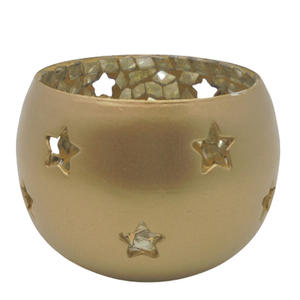 Hot Selling Set of 2 Medium Size Metal Round Votive <b>Candle</b> <b>Holder</b> GOLD <b>MIRROR</b> MOSAIC <b>Candle</b> Jar for Home Decorative Handmade - Product Image 4