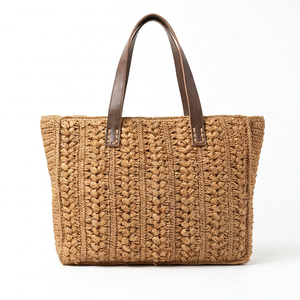 Woven <b>raffia</b> Shoulder Bag Jute Tote <b>Handbag</b> Reusable Shopping Carryall for Daily Use - Product Image 1