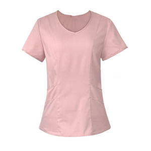 Nueva llegada profesional Hospital mujeres enfermera verano Slim Fit Scrubs camisas transpirable personalizado Lona de alta calidad Spandex - Product Image 1