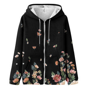 Premium <b>Black</b> Terry Winter <b>Women's</b> Sublimation <b>Hoodie</b> Quick Dry Breathable Long Sleeves Drawstring Hooded for Casual Active Wear - Product Image 1