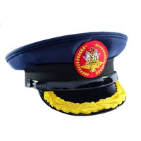 Gorra de Visera Negra de Comandante de la Marina de Myanmar, Reproducción Generalizada, con Insignia, Ajustable, Unisex, de Alta Calidad