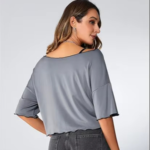 Recién llegado, Top corto para mujer, camisa de manga corta de algodón informal a la moda, perfecta para amantes de la ropa de calle e Influencers de moda - Product Image 4