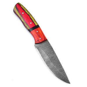 Cuchillo de caza de acero damasco al por mayor 2024 con Funda de cuero cuchillos Damasco - Product Image 1