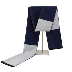 New Men's Winter Warm Cashmere Scarf Classic Plaid Checked Long Tassel Knit Scarf Black Gray Red, Navy Blue - Product Image 1