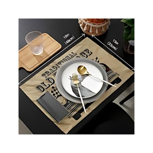 Rustic Farmhouse-Inspired Pastel Solid Green Floral Printed 100% Cotton GOTS Certified Embroidered 14 x 18 Inch 250g <b>Placemats</b> - Product Image 5