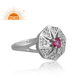 Anillo de piedras preciosas de topacio Rosa natural Chapado en paladio de Plata de Ley 925 de diseño único, proveedor de joyería personalizada - Product Image 4