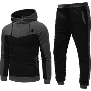 Conjunto Deportivo de Forro Polar Ecológico para Hombre, con Capucha, Color Sólido, Mangas Largas, Transpirable, Invierno 2025, Alta Calidad, Corte Regular Informal - Product Image 1