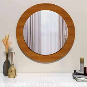 Modern Round Luxury French <b>Retro</b> Art Decorative Design Wall Mirror Brown <b>Glass</b> Mirror Dressing Mirror - Product Image 3