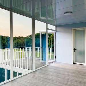 Solución de Oficina Portátil, Diseño de Pared de Cristal, Color <span class=keywords><strong>Crema</strong></span>, 20 pies, 30 pies, 40 pies, <span class=keywords><strong>1</strong></span>, 2, 3 Dormitorios, Cabaña Prefabricada Escalable Tipo Apple en Venta - Product Image 5