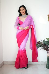 Prêt-à-porter de créateur Georgette Saree Wedding and Party Wear pour les femmes américaines Silky Pakistanais Style - Product Image 6