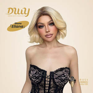 Eliana-DWY <b>Short</b> Rooted Blonde Synthetic <b>Wig</b> with Transparent Mono Lace Front Free Part - Product Image 1