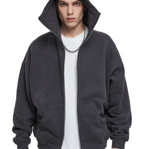 Sudadera personalizada con capucha lavada con enzima vintage envejecida y cremallera de cara completa para hombre Impresión digital lavada con ácido antiarrugas talla XL - Product Image 1