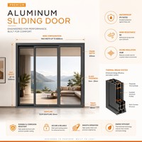 Porte coulissante double vitrage en verre Low-E, en alliage d'aluminium robuste et imperméable, pour appartement de luxe