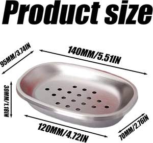 Porte-savon moderne en métal avec design gain de place pour petites salles de bain - Accessoire de salle de bain en acier inoxydable pour le rangement du savon de douche - Product Image 2